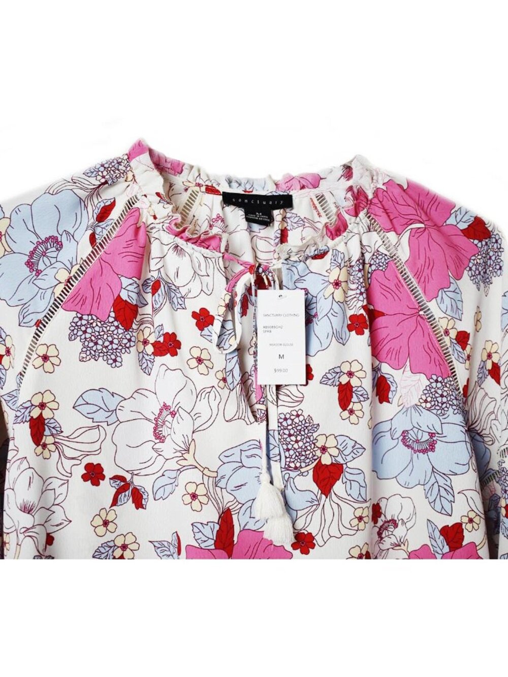 Sanctuary Women’s Blouse Meadow Shirt Flounce Long Sleeve Size M - Picture 4 of 7